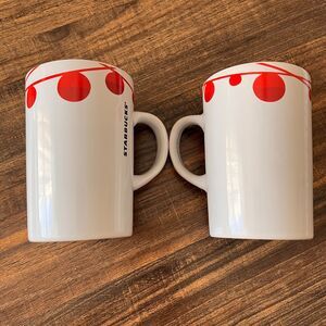 Starbucks 2012 Holiday 10.8 fl. oz. Mug Set of Two White & Red String Ornament